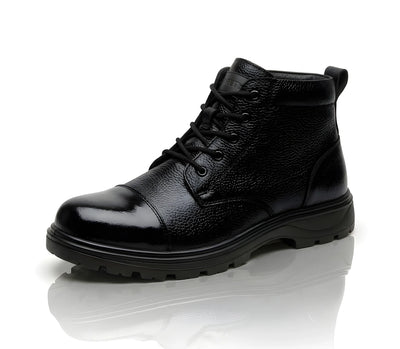Premium Genuine Leather Police Safety Shoes - Steel Toe Tactical Work for Men