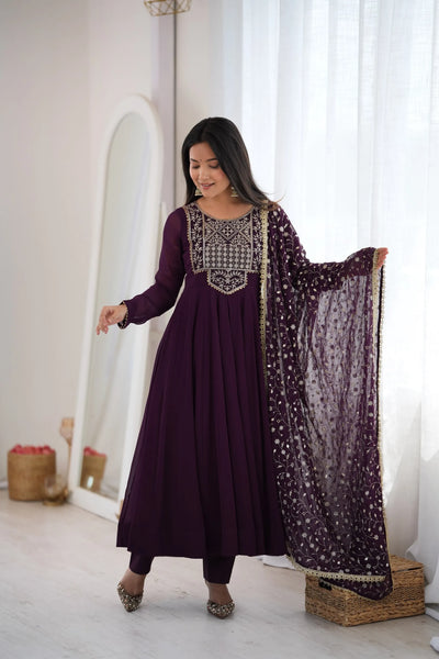 Premium Georgette Anarkali Suit with Heavy Embroidery for Festive Wear