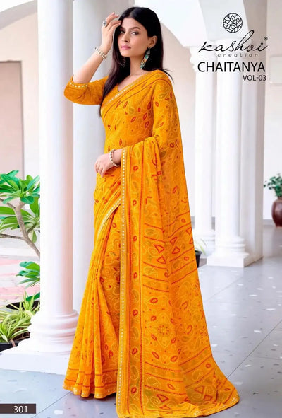 Premium Georgette Bandhani Saree with Fancy Border - Festive Wear for Women