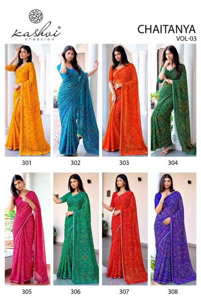 Premium Georgette Bandhani Saree with Fancy Border - Festive Wear for Women