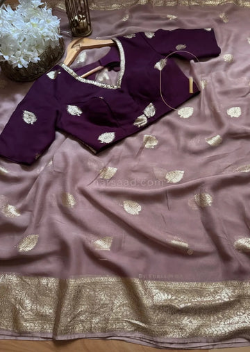 Premium Georgette Designer Saree with Heavy Zari Border - Elegant Festive Wear for Women