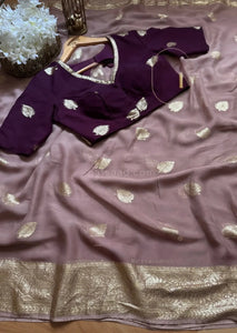 Premium Georgette Designer Saree with Heavy Zari Border - Elegant Festive Wear for Women