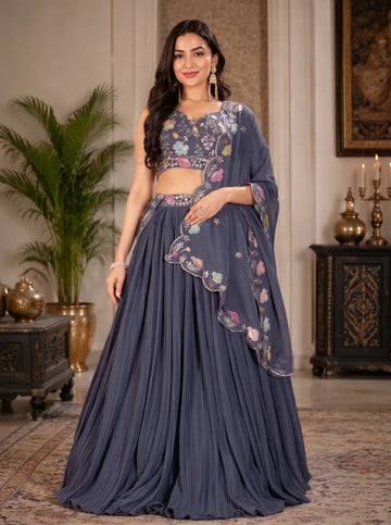 Premium Georgette Lehenga Choli - Heavy Embroidered Festive Wear for Women