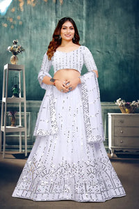 Premium Georgette Lehenga Choli with Sequin Mirror Work for Festive Weddings