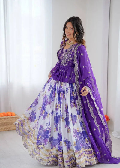 Premium Georgette Lehenga - Elegant Koti Choli Festive Set