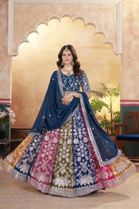 Premium Georgette Lehenga - Elegant Sequins Multi-Panel Festive Wear