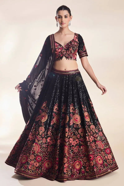 Premium Georgette Lehenga - Heavy Sequins Embroidery for Women's Wedding