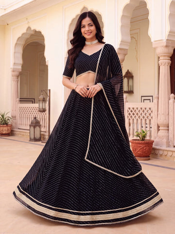 Premium Georgette Leheriya Lehenga with Zari Lacework - Festive Wear for Women