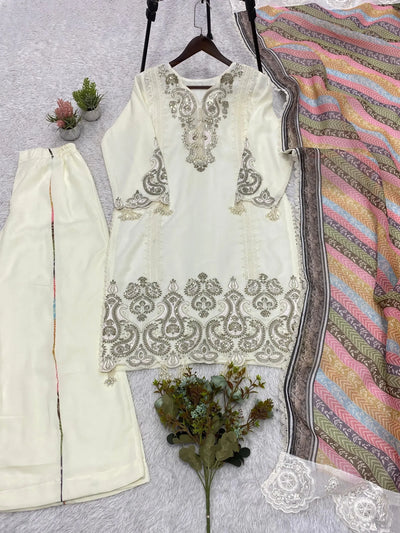 Premium Georgette Palazzo Set - Elegant Sequence Work Festive Wear