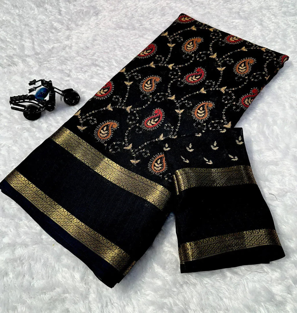 Elegant Black Premium Georgette Saree for Daily Wear