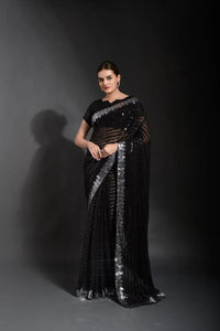 Premium Georgette Sequin Saree - Elegant Festive Wear for Women