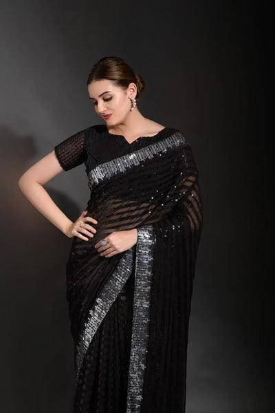 Premium Georgette Sequin Saree - Elegant Festive Wear for Women