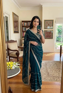 Premium Georgette Silk Saree - Elegant Sequins Work Festive Wear for Women