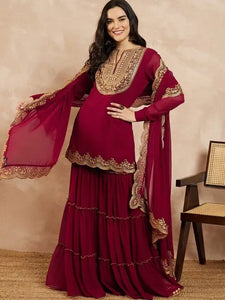 Premium Georgette Suit with Dupatta - Embroidered Festive Wear