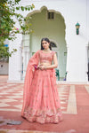 Premium Gold Crush Lehenga - Grand Flair with Sequin Embroidery for Weddings & Festive Wear