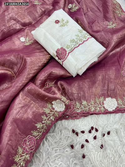 Premium Gold Crush Saree - Embroidered C Pallu for Party Wear