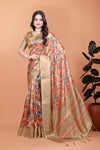 Premium Golden Soft Silk Saree with Geometric Weave - Elegant Festive Wear for Women