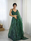 Premium Green Net Lehenga with Rainbow Sequins - Festive Wedding Wear