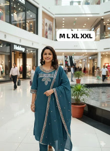 Premium Hand Work Viscose Kurti Set - Elegant Palazzo & Dupatta for Women