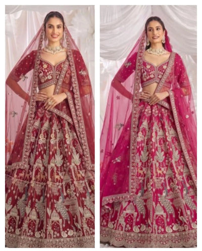 Premium Handcrafted Silk Bridal Lehenga Choli - Exquisite Swan Peacock Embroidery for Grand Weddings