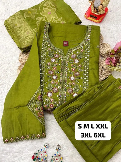 Premium Handcrafted Viscose Kurti Set - Heavy Embroidery Festive Wear for Women
