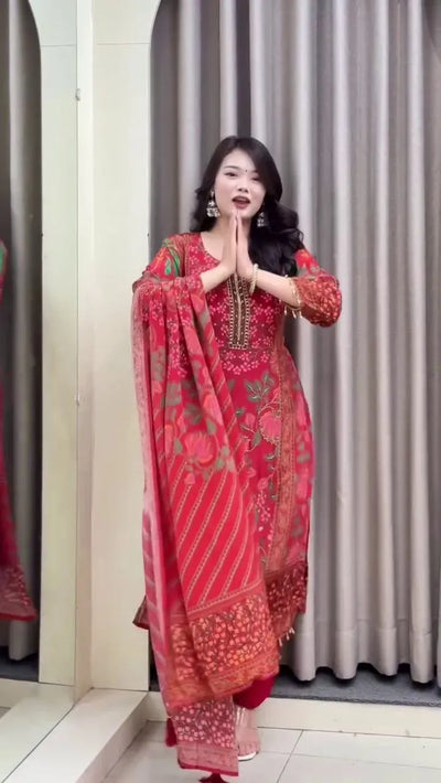 Premium Handwork Muslin Kurti Set - Festive Wear for Women