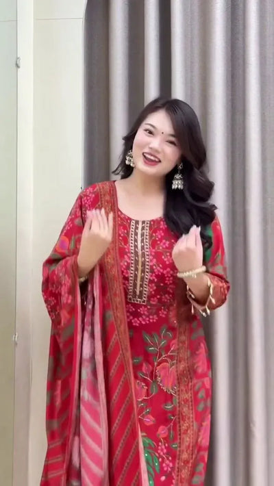 Premium Handwork Muslin Kurti Set - Festive Wear for Women