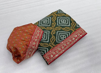 Premium Heavy Chinon Silk Saree - Designer Bandhej Print Festive Wear for Women
