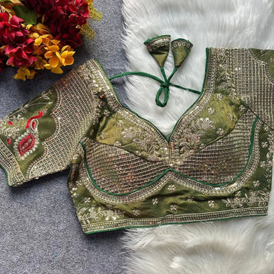 Premium Heavy Embroidery Work Blouse - Plus Size Cosmoss Silk Bridal Wear