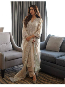 Three-Quarter Sleeve Women's Georgette Kurti Party Wear with Embroidered Dupatta