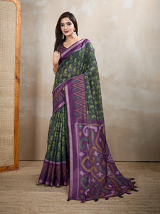 Premium Ikat Printed Chanderi Saree - Elegant Festive Wear for Women