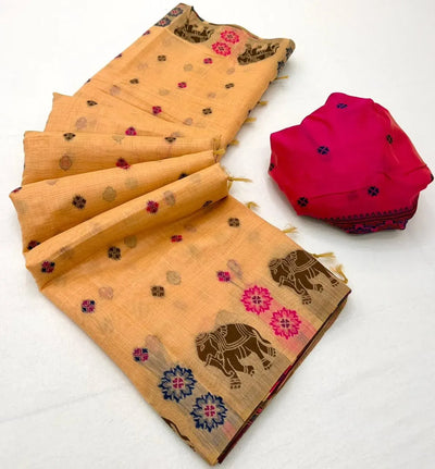 Premium Jamdani Cotton Saree - Soft Fancy Weaving for Elegant Festive Wear