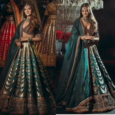 Premium Japan Satin Lehenga - Heavy Sequins Embroidery for Women Wedding & Festive Wear