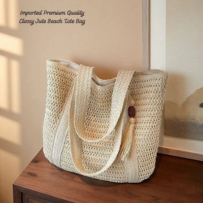 Premium Jute Beach Tote Bag - Classy & Spacious for Summer Getaways