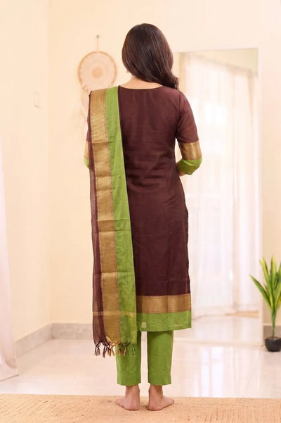 Premium Kanchi Cotton Kurta Set - Elegant Festive Wear with Dupatta for Women