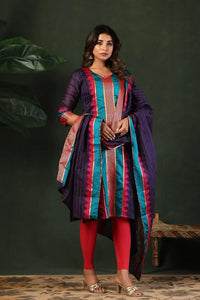 Premium Kanchi Cotton Suit - Elegant Jacquard Kurti Set with Dupatta for Festive Wear