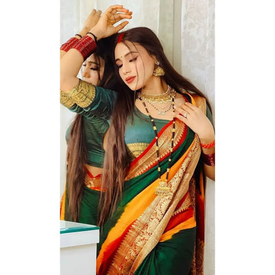 Premium Kanjivaram Bandhani Saree - Exquisite Hand-Dyed Opulence for Women
