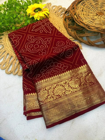 Premium Kanjivaram Bandhani Saree - Traditional Cotton Silk for Women