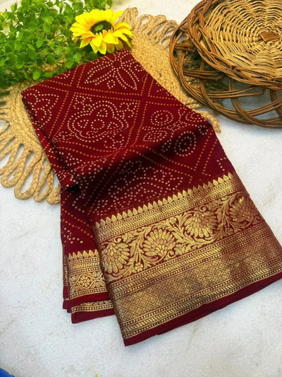 Premium Kanjivaram Bandhani Saree - Traditional Cotton Silk for Women
