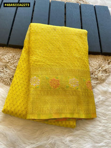 Premium Khadi Crepe Silk Saree - Zari Meenakari Weaves for Festive Celebrations