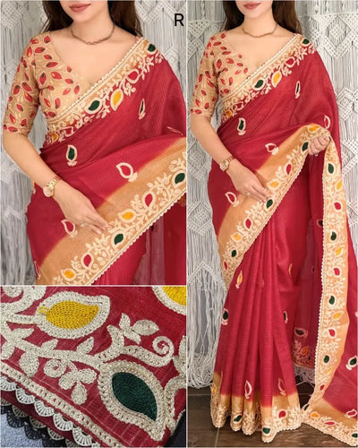 Premium Kota Doria Saree - Handcrafted Checks Weaving for Festive Wear
