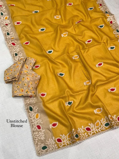 Premium Kota Doria Saree - Handcrafted Checks Weaving for Festive Wear