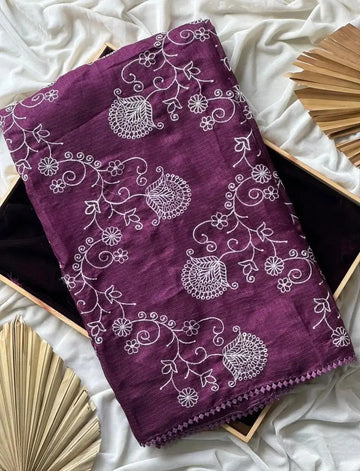 Premium Kota Doriya Saree - Elegant Zaal Work Festive Wear