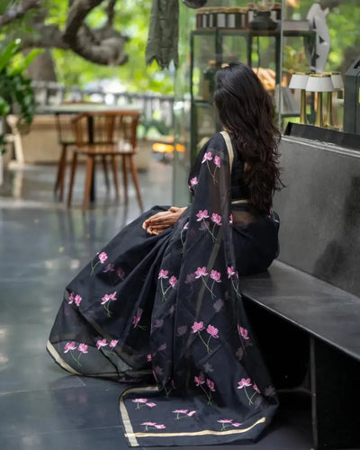 Premium Kota Doriya Silk Saree - Lightweight Lotus Thread Work for Women