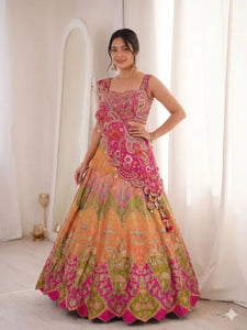 Premium Lehenga Choli with Shrug - Fully Stitched Digital Print Festive Wear