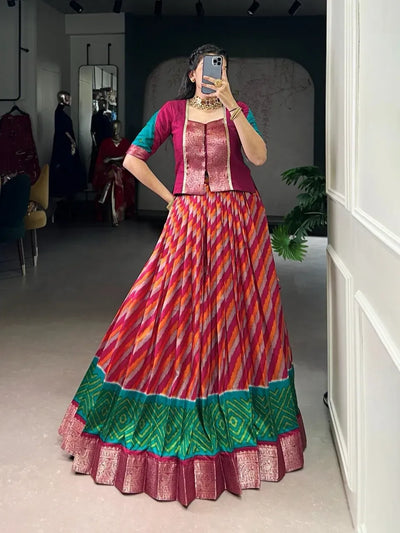 Premium Leheriya Silk Lehenga Set with Royal Zari Blouse for Festive Wear