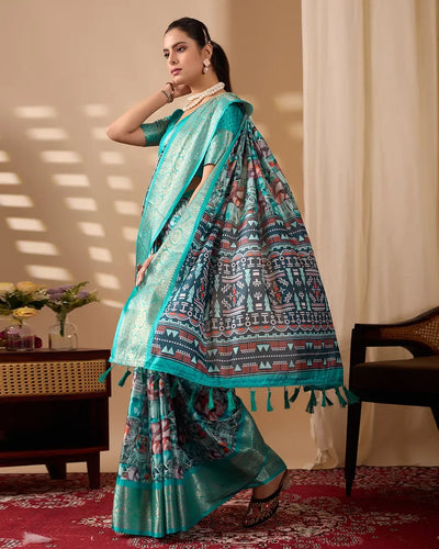 Premium Lichi Silk Saree - Elegant Digital Floral Prints for Festive Wear