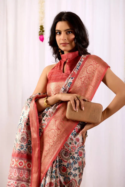 Premium Lichi Silk Saree - Elegant Patola Print with Zari Border for Festive Women