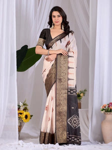 Premium Lichi Silk Saree - Elegant Woven Border Festive Wear for Women