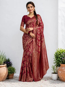 Premium Lichi Silk Saree with Elegant Jacquard Pallu - Festive Wear for Women